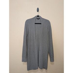 Cyrus Womens Large Gray Ribbed Open Front Longline Duster Cardigan Sweater